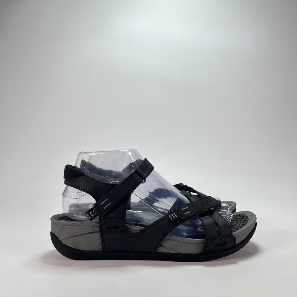 Baretraps Danny Black Gray Casual Comfort Strappy Walking Sandals Womens Sz 8.5M